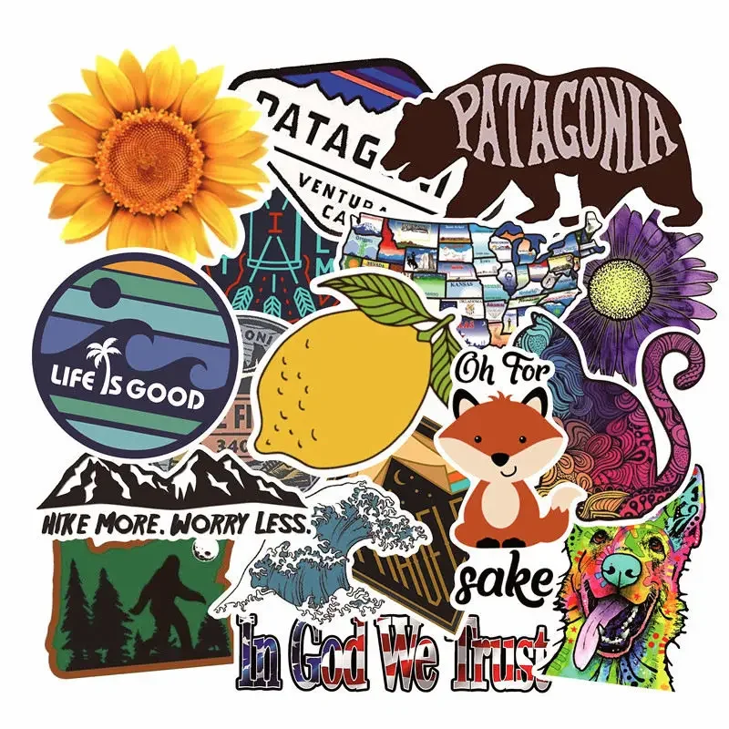 17Pcs Outdoor Nature Adventure Stickers Bear And Mountains Sticker Vinyl Decal Stickers for Travel Lapotop Truck Car Computers