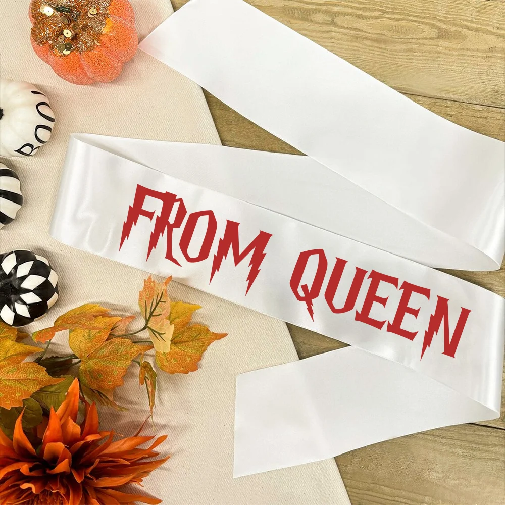

PROM QUEEN SASH White Halloween Eve Cosplay Costume Decoration Party Supplies & Gift for Halloween Decor Gift Party Supplies