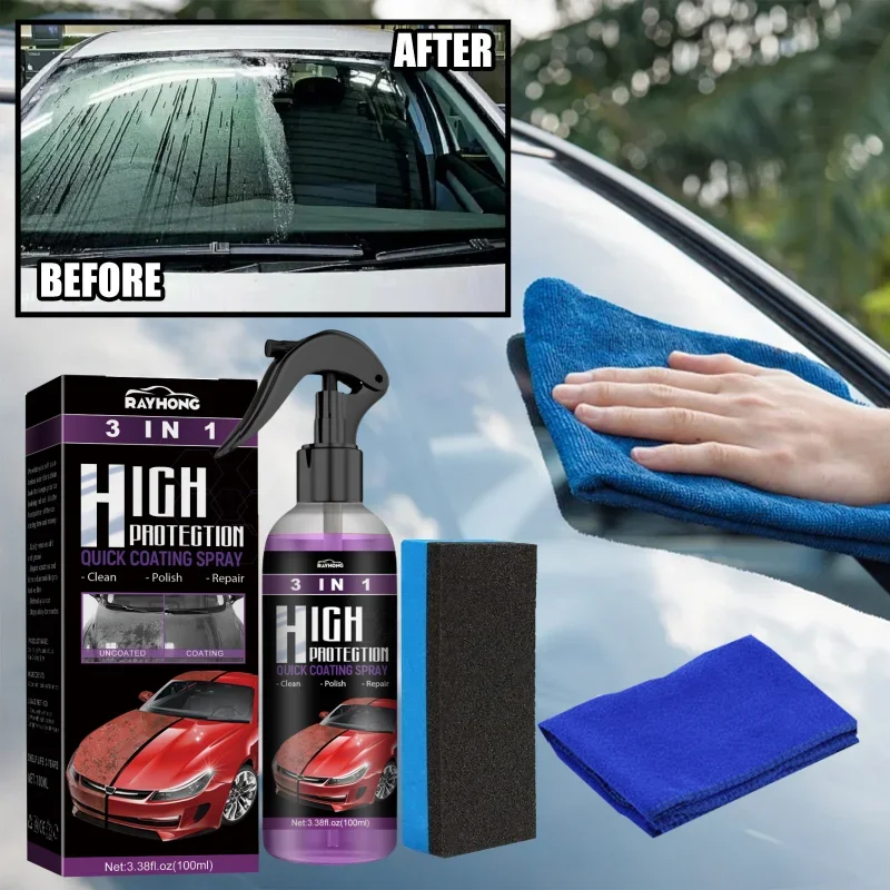 

3 In 1 Car Ceramic Coating Spray Auto Nano Crystal Hydrophobic Ceramic Coating Exterior Scratch Restorer Ceramic Spray Coating