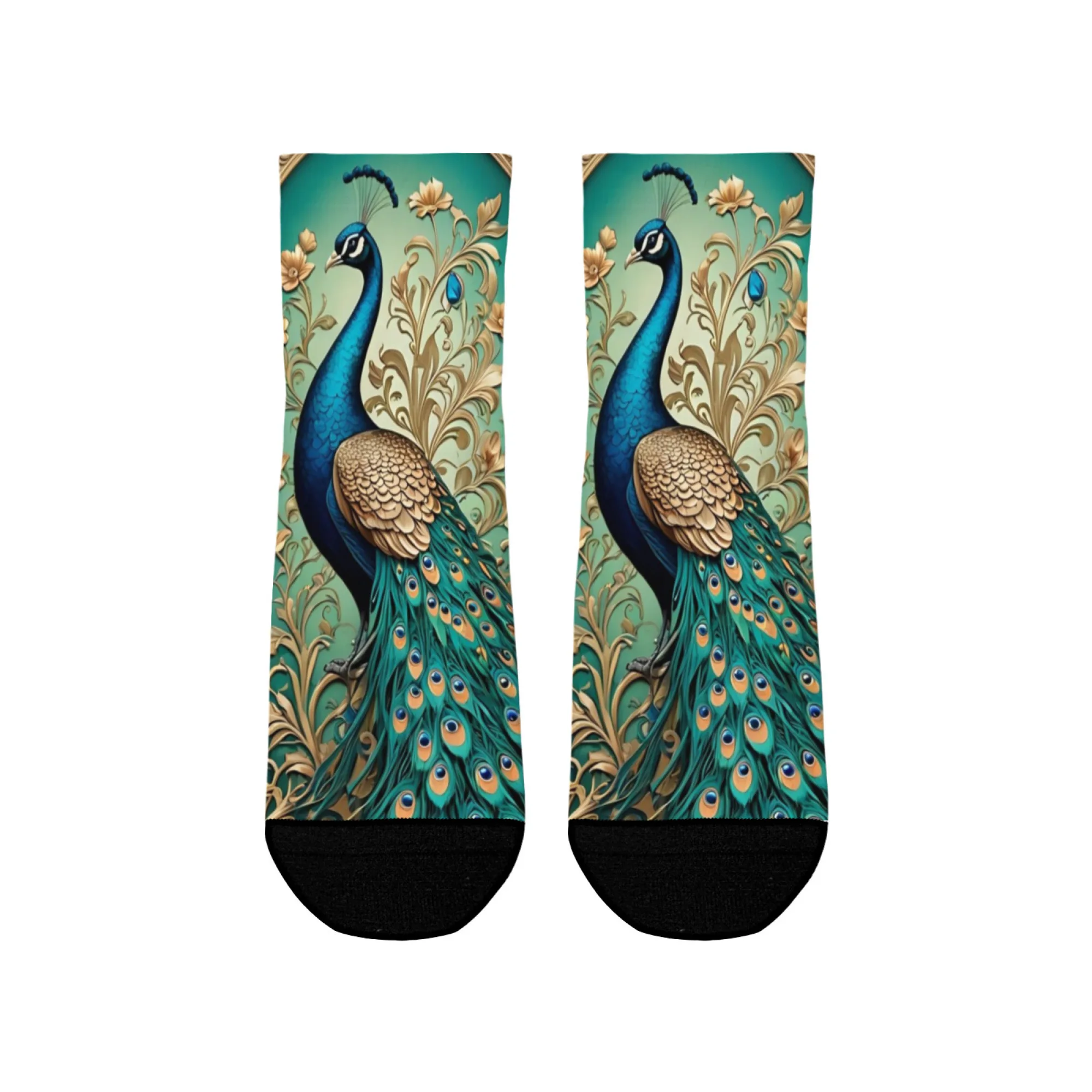 Pfauendruck Herrensocken Bequeme atmungsaktive rutschfeste Freizeitsocken Neuheit Harajuku Straße Hip-Hop Crew Socken Party Spaß Geschenk