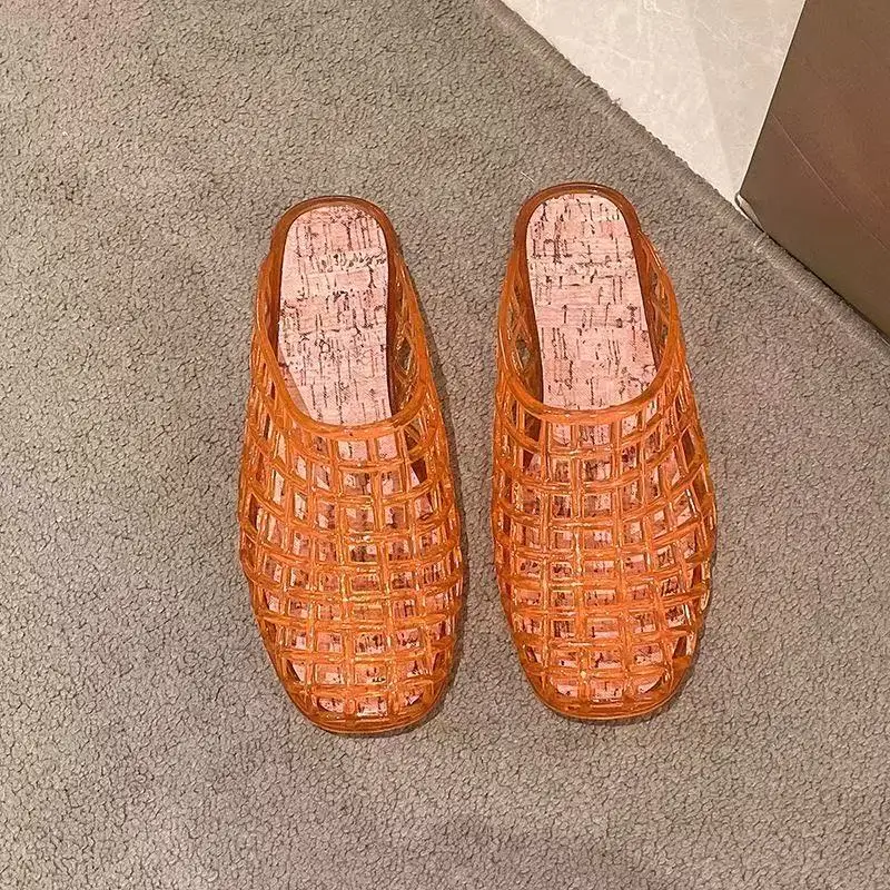 2026 Women's New luxury brand Flat slippers with Hollow PVC Breathable Summer Outerwear Baotou Bag and Casual slippers view 6