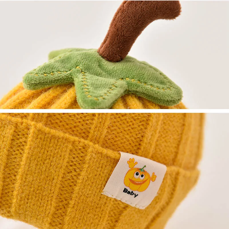 Pumpkin Style Knitted Winter Beanie Hat for 1-4 Years Kids Soft Warm Baby Toddler Caps Cute Korean Autumn Outdoor Unisex Hat