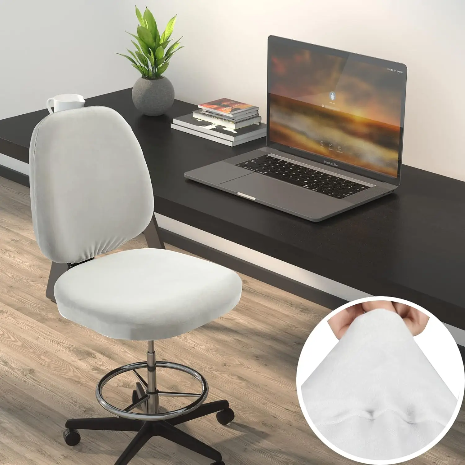 Task Office Chair Cover, Super Soft Velvet Stretch Washable Computer Desk Arml Chair Slipcover Dustproof Protectors (Set Of
