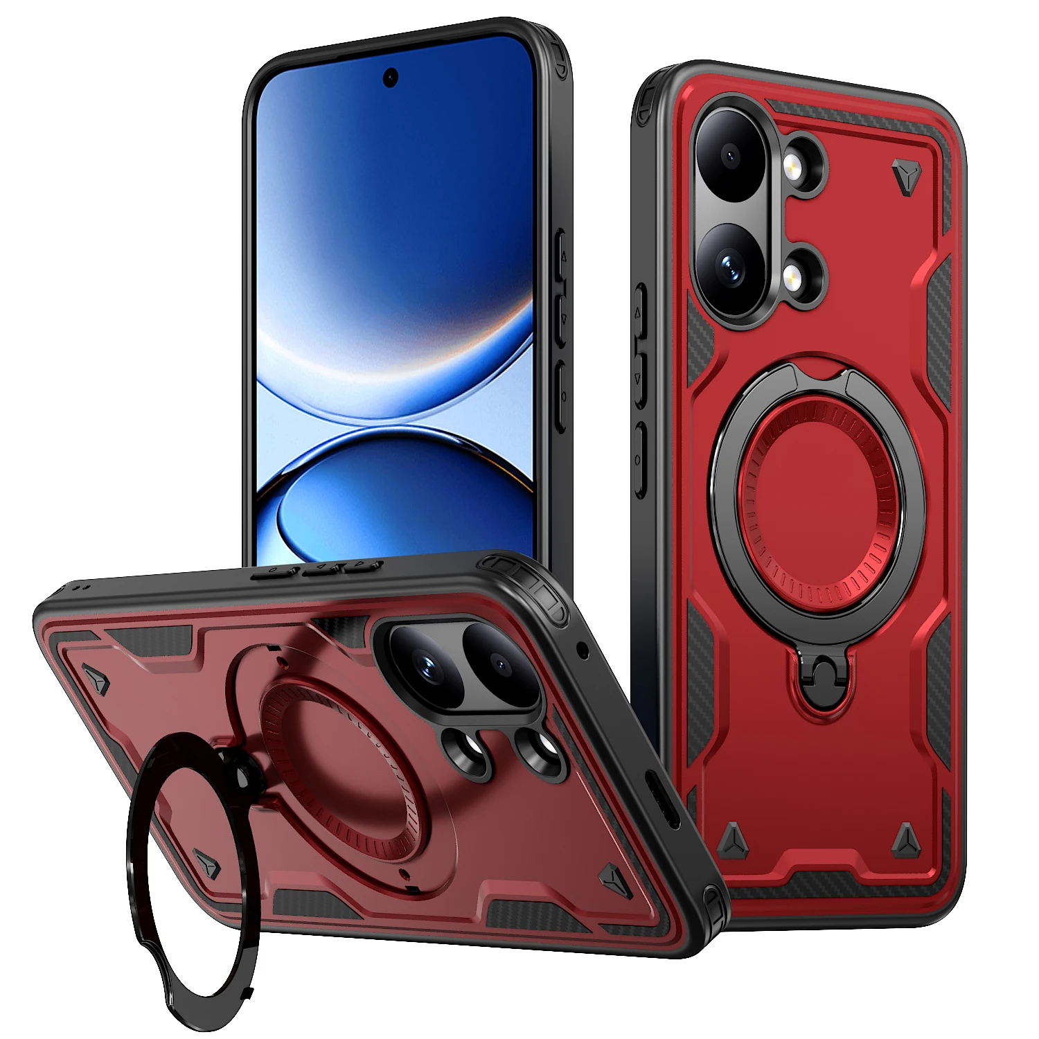 Capa Magnética Antichoque com Carregamento Sem Fio e Suporte para Redmi Turbo 5 Max, Capa Híbrida de Proteção Reforçada Fosca para Celular