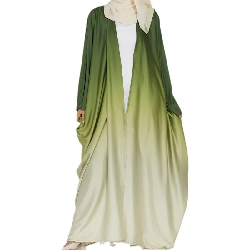 

Middle East Muslim Fashion Hot Dubai Cardigan Robe Arab Turkey Long-sleeved Gradual Change Dress Dress Islamic Women