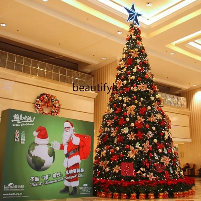 

07Современная большая елочная рамка, 6 метров, 7 метров, 8 метров, золотисто-красное украшение, светящаяся рождественская елка