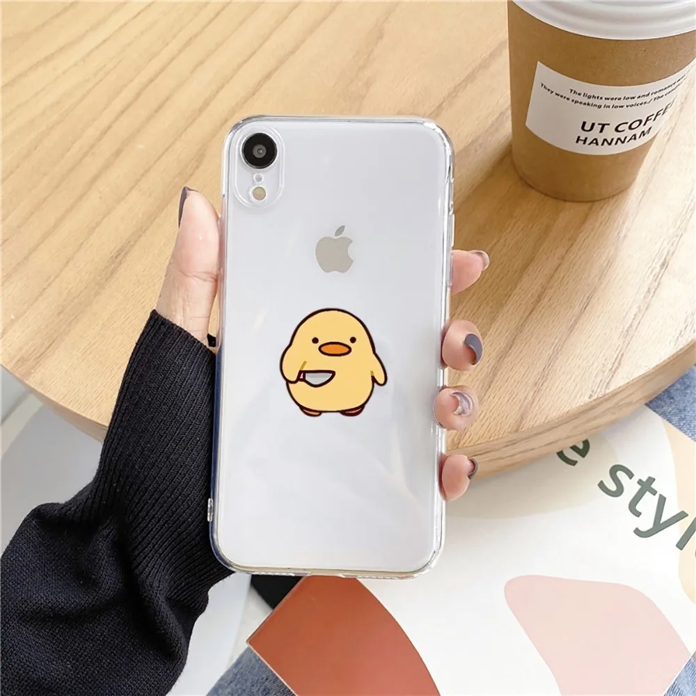 Cute Cartoon Duck Phone Case For Iphone 15 11 13 14 Pro Max 7 8 Plus X Xr Xs Max Se2020 12mini Transparent Cover