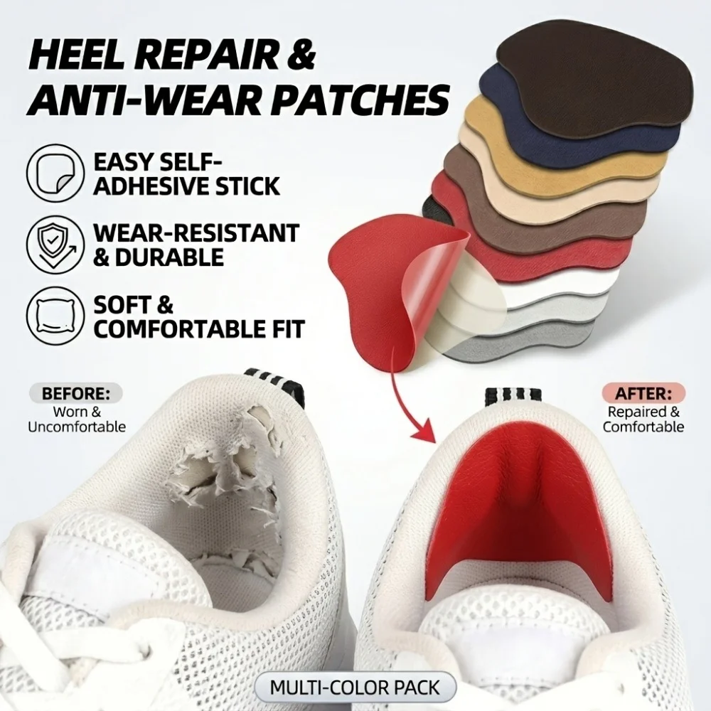 6pcs Sports Shoes Repair Stickers Suede Heel Protector Anti-Wear Repair Holes Self-adhesive Patches Insoles Pad Foot Care Insert