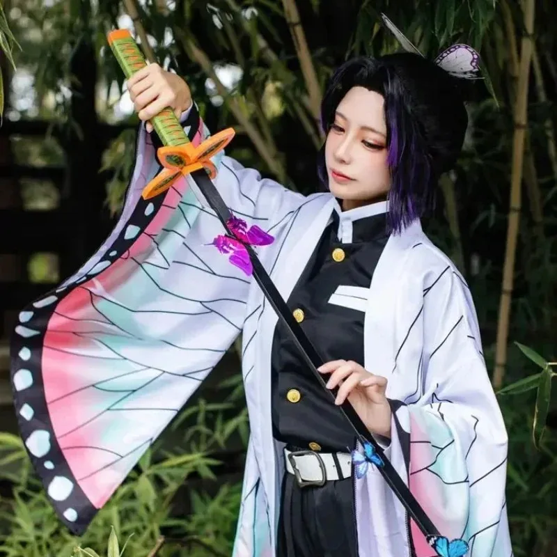 Disfraz de demonio para mujer, ropa Kochou Shinobu, uniforme de Cosplay de estilo japonés, traje de personajes de Anime de Halloween, peluca