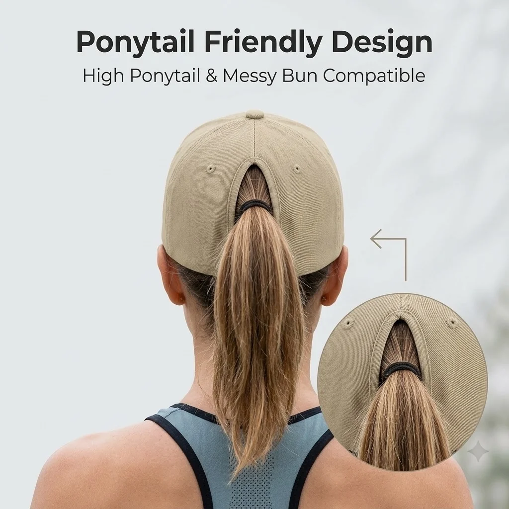 Women's Fashion Magnetic Ponytail Hat Quick-Dry Fabric for Running Tennis Golf European American Style Hair Accessory