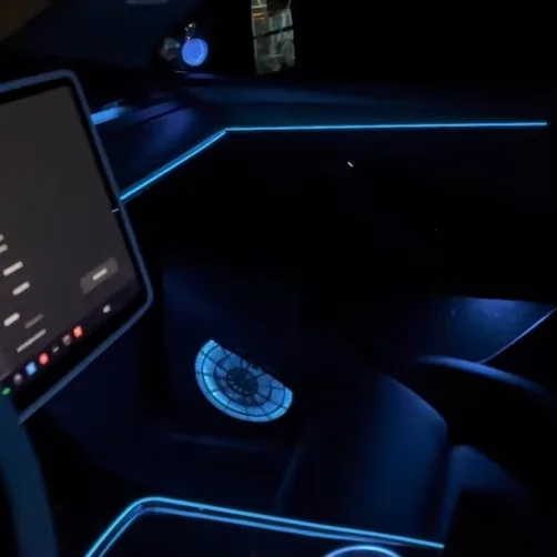 RGB LED Ambient Interior Light Kit Car Door Footwell Saddle Seat Trim Speaker APP WeChat Control for T/esla Model 3 2021-2022