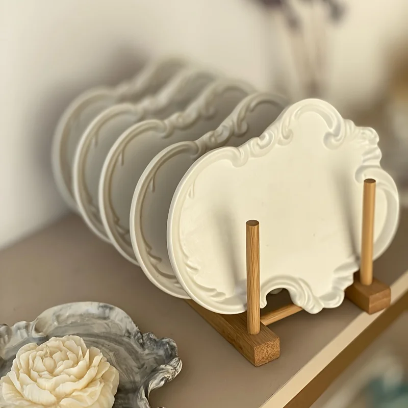 1pc Vintage Tray Silicone Tray Molds For Epoxy Casting, Vintage Plate Jewelry Holder Container Dish Tray Silicone Mold