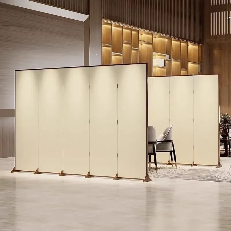 Medieval Style Foldable Room Divider Screen Portable Privacy Partition for Living Room Office Live Streaming Background Cream