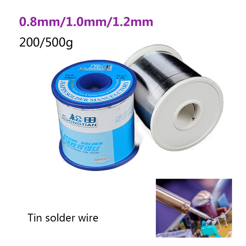 

No-clean Solder Wire 0.8/1/1.2mm 200g 500g Tin Soldering Wiring Roll Rosin Core with 2.0% Flux for Electric Soldering Iron