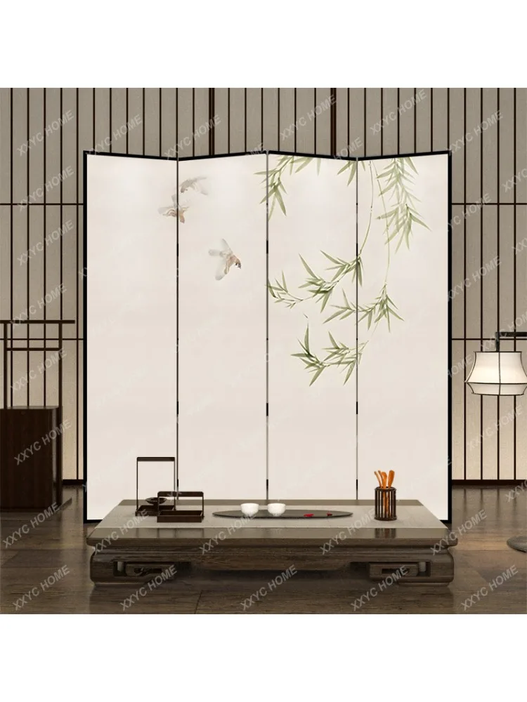 Hallway Decoration Subareas Screens Living Room Folding Mobile Bedroom Covering Flowers Birds Bamboo Shadow Accordion Partition