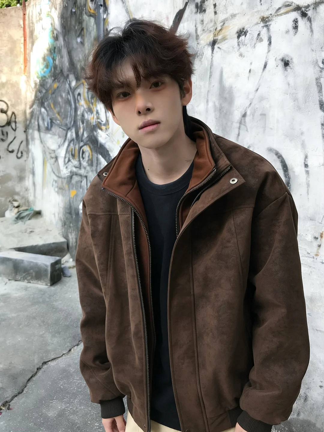 

Мужская короткая куртка Cé Brown Tie Dye из искусственной кожи, модная, весенняя, с воротником-стойкой, на молнии, в стиле рабочей одежды