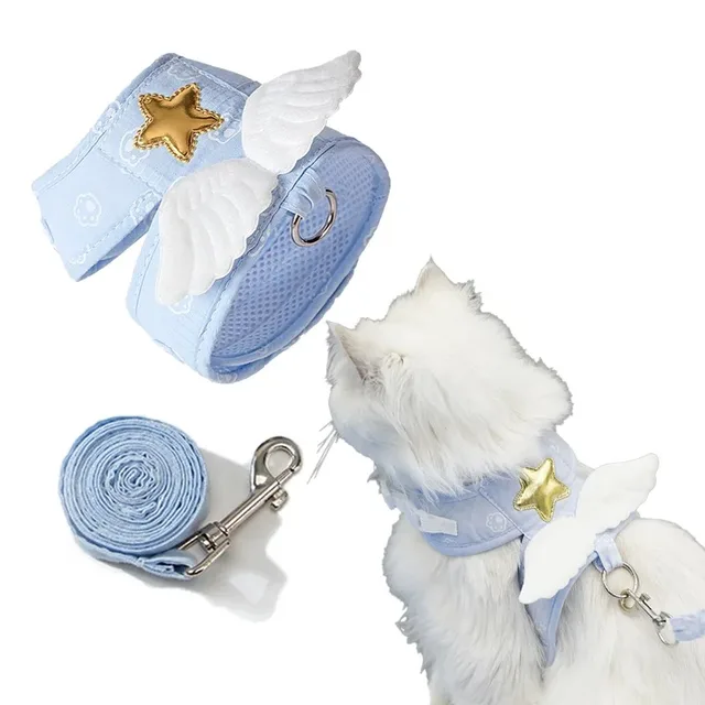 Uprząż z skrzydłami anioła dla zwierząt domowych z smyczą Kawaii Spersonalizowana dla kota Uprząż dla psa Naszyjnik Akcesoria Uprząż dla kota Smycz 4 sezon