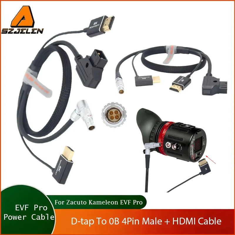 New Arriving D-tap To 0B 4Pin For Zacuto Kameleon EVF Pro Kit with Combination Power and HDMI Cable 2-in-1 cable