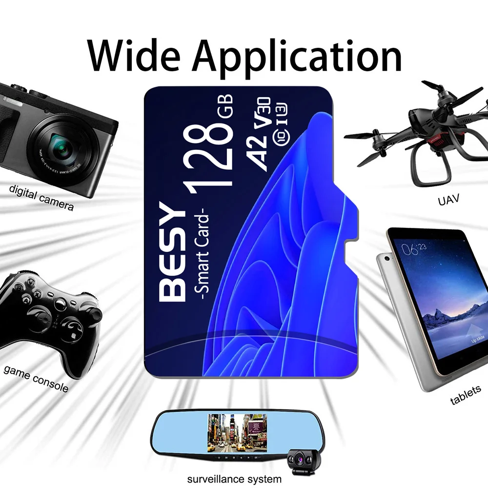 Tarjeta Mini SD de 64 GB U3 A1 Clase 10 para Teléfonos Celulares, Drones, Equipos de Vigilancia, Tarjeta TF de 128 GB U3, Tarjeta de Memoria de 32 GB U3