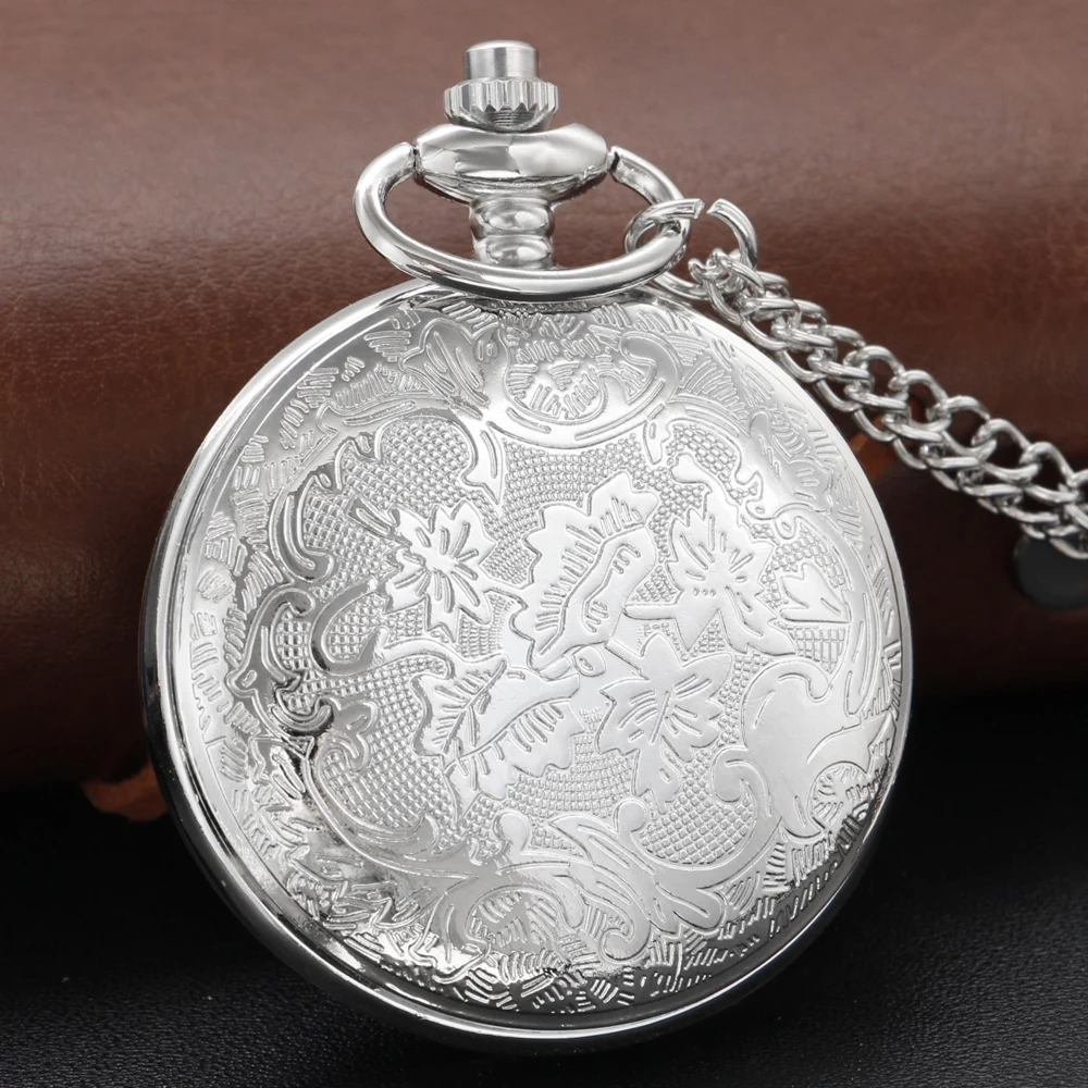 Vintage Time Gear Carved Pocket Watch Silver Hollow Steam Punk Necklace Pendant Chain Watch Men Women Children FOB Watch Gift