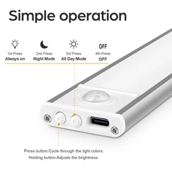 USB Rechargeable Wardrobe Cabinet Light Tube LED Human Body Sensor Light Bar Smart Magnetic Absorption Self-adhesive Night Lamp