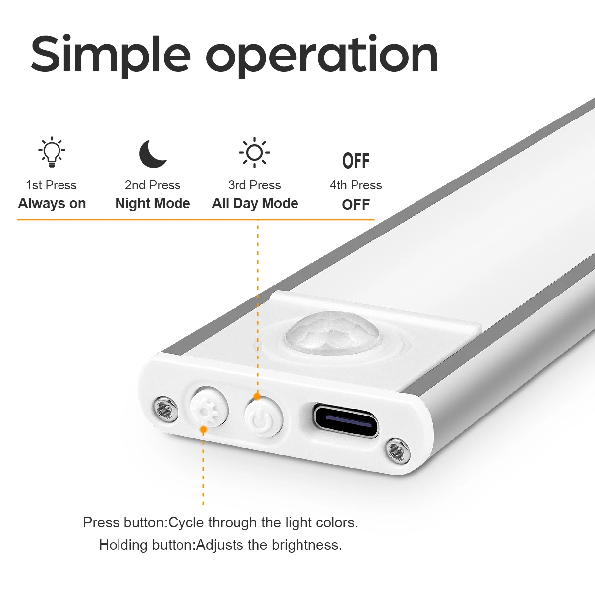USB Rechargeable Wardrobe Cabinet Light Tube LED Human Body Sensor Light Bar Smart Magnetic Absorption Self-adhesive Night Lamp