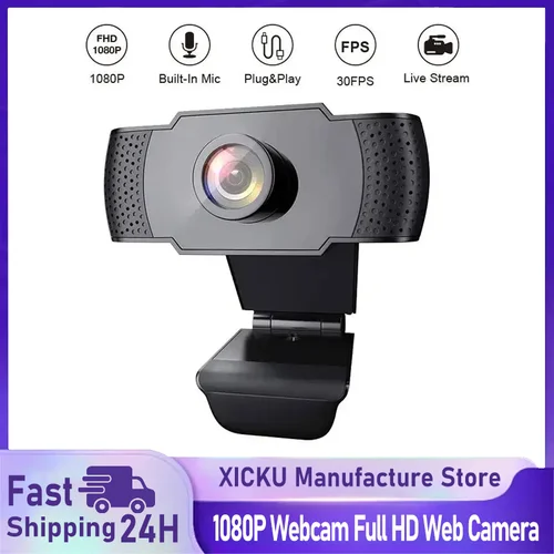 Imagen 1 del producto Nueva Cámara Web 1080P Full HD con Luz LED de Relleno, Micrófono, Conexión USB, Cámara Web para PC, Computadora, Mac, Laptop, Escritorio