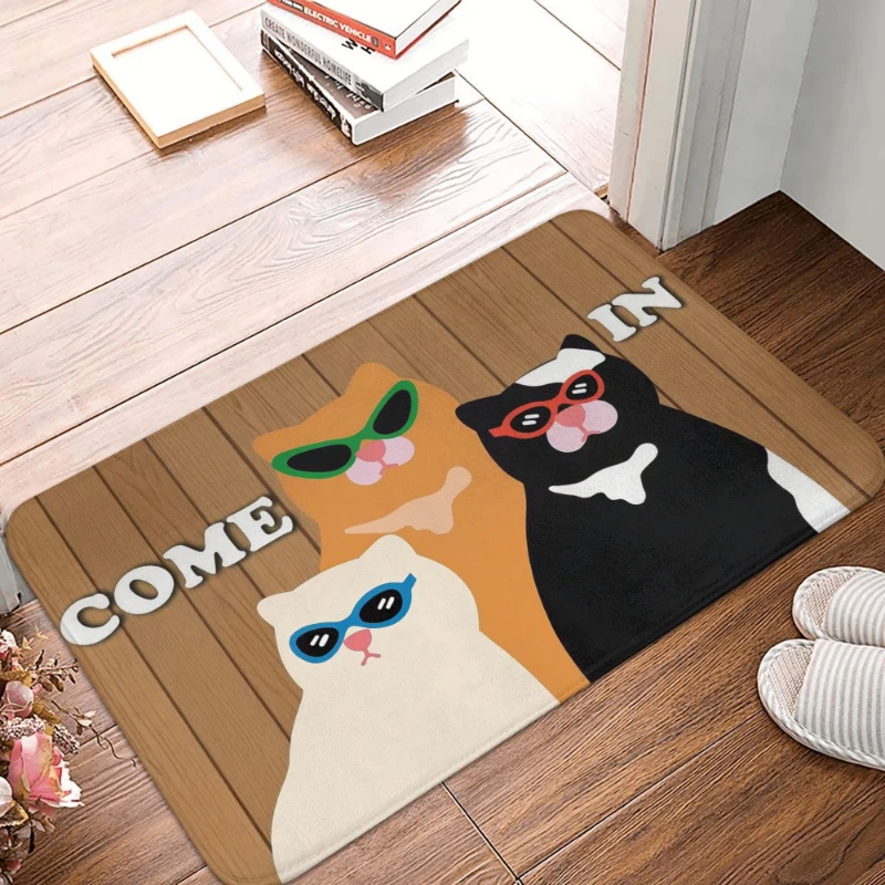 

Коврик для дома Cool Cats: фланелевый, нескользящий, мягкий, впитывающий, для декора интерьера, подарок для любителей кошек, для гостиной и прихожей