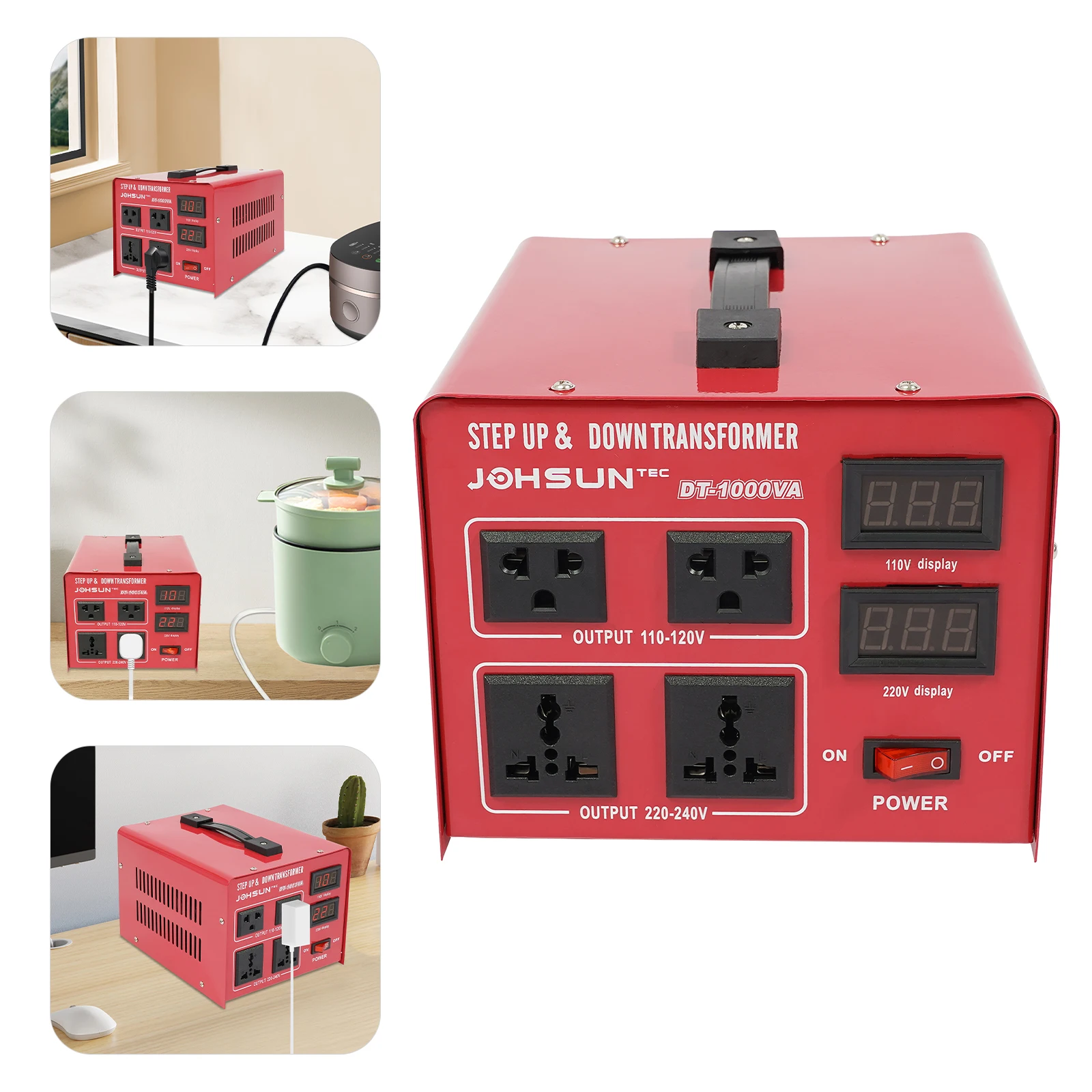 

1000W Voltage Converter Transformer, Step Up/Down Power Transformer, Voltage Transformer 2 US Outlets+ 2 Universal Outlets