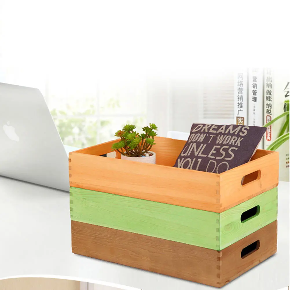 

1Pcs Rectangular Wood Tray Home Storage Plate Rural Green Easy Use Smart Space Utilization Garden Decoration