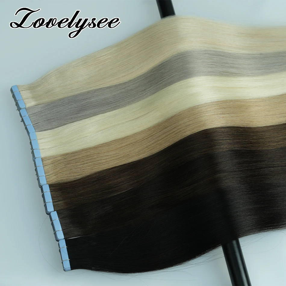 Lovelysee 2g/Pcs pita dalam ekstensi rambut manusia lurus Eropa 100% rambut Remy dengan pita untuk pita wanita Ins 20 buah 40 gram