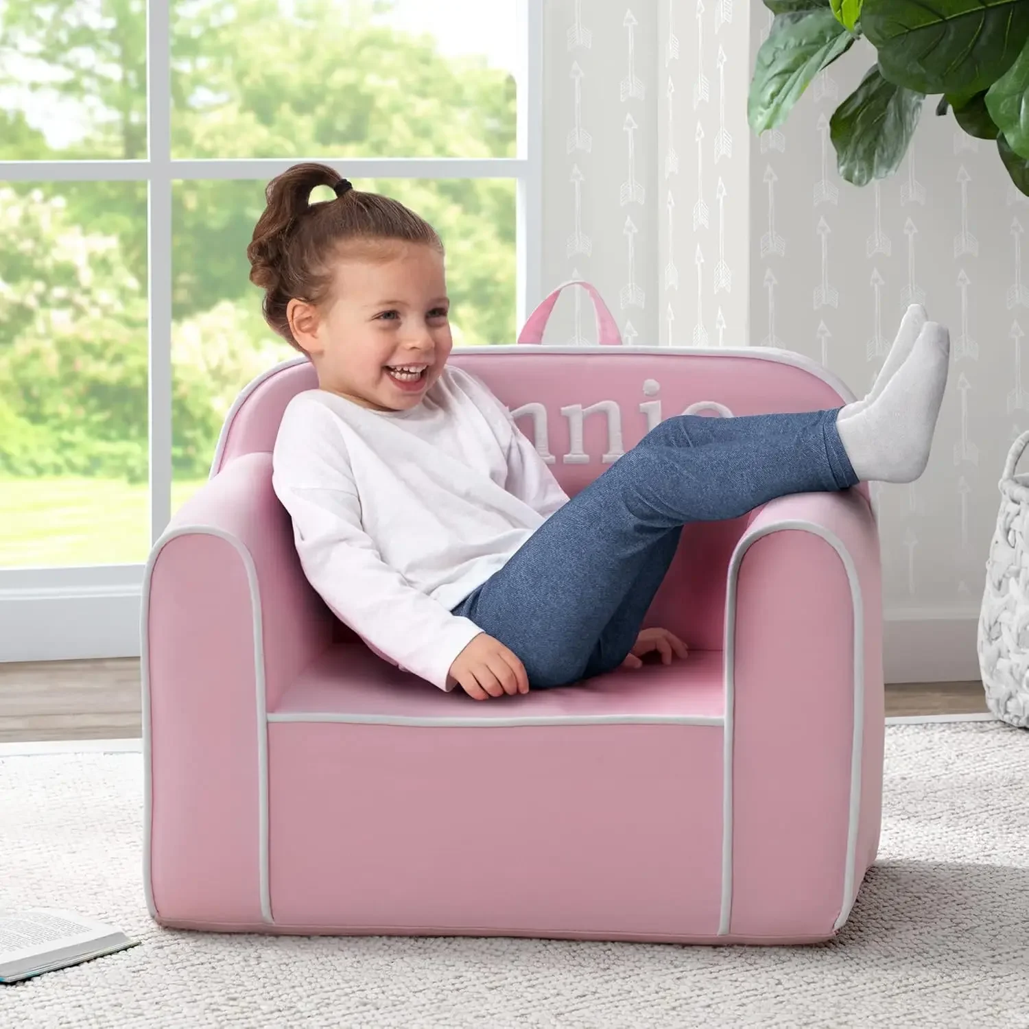 Kids - 1 Seater Foam Toddler Couch can be Personalized with Name, Has Removable Cover for Easy Machine Washing (25x18x20.5 Inche