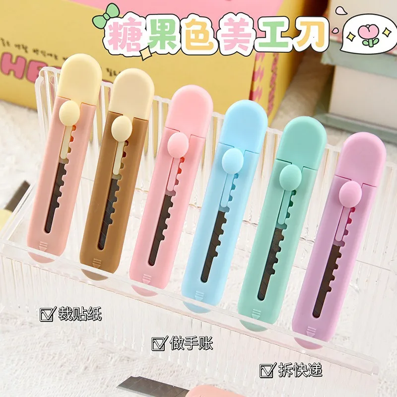 Wholesale Utility Knife Candy Color Mini Portable Utility Knives Box Paper Cutter Tool Office School Stationery Supplies Gift