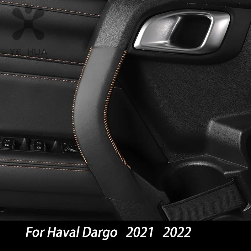 Newest 4PCS/SET Door Inner Handle Protector Cover Leather For GWM Haval Dargo 2021 2022  Car Interior Accessories Auto Parts