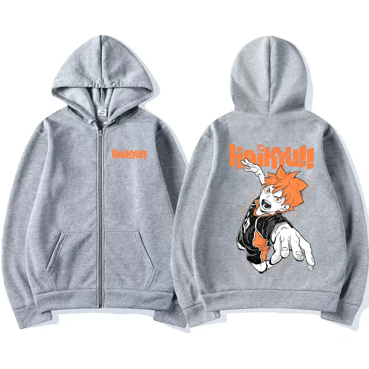 Anime Haikyuu Hinata Shoyo Grafik-Reißverschluss-Hoodie für Männer und Frauen, Manga Oversized Zip-Up-Jacke, Unisex Mode Vintage Casual Hoodies – Detail 6