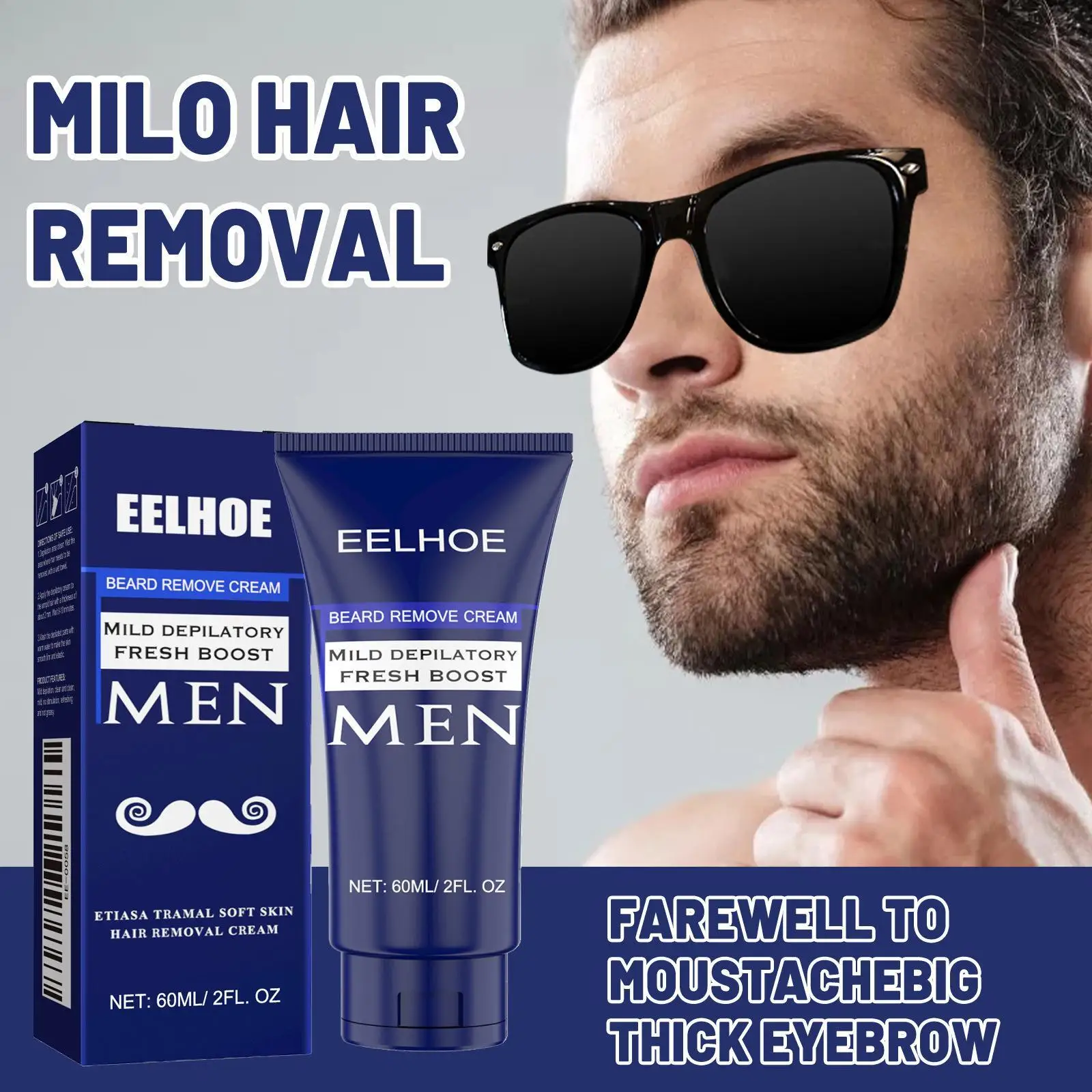

Mild Beard Hair Removal Cream 60ml for Chest Hair Multipurpose Prevent Hair Growth Lightweight Gentle on Skin Depilatory Cream