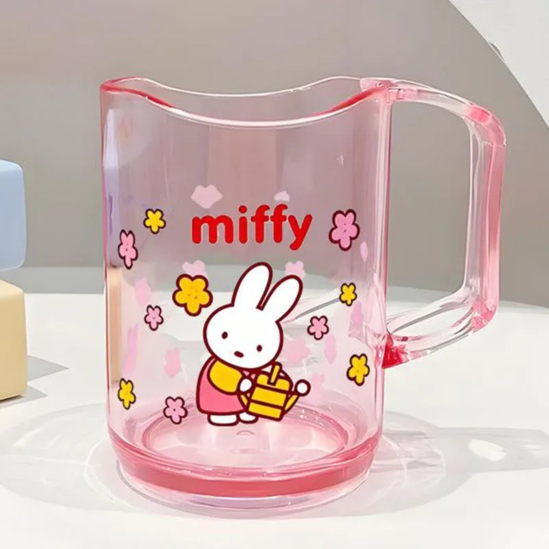 Cute Cartoon Miffy Mouthwash Cup Pastel Tooth Washing Mug Large Handle Anti Mold Bathroom Cup Portable Toothbrush Holder Gifts