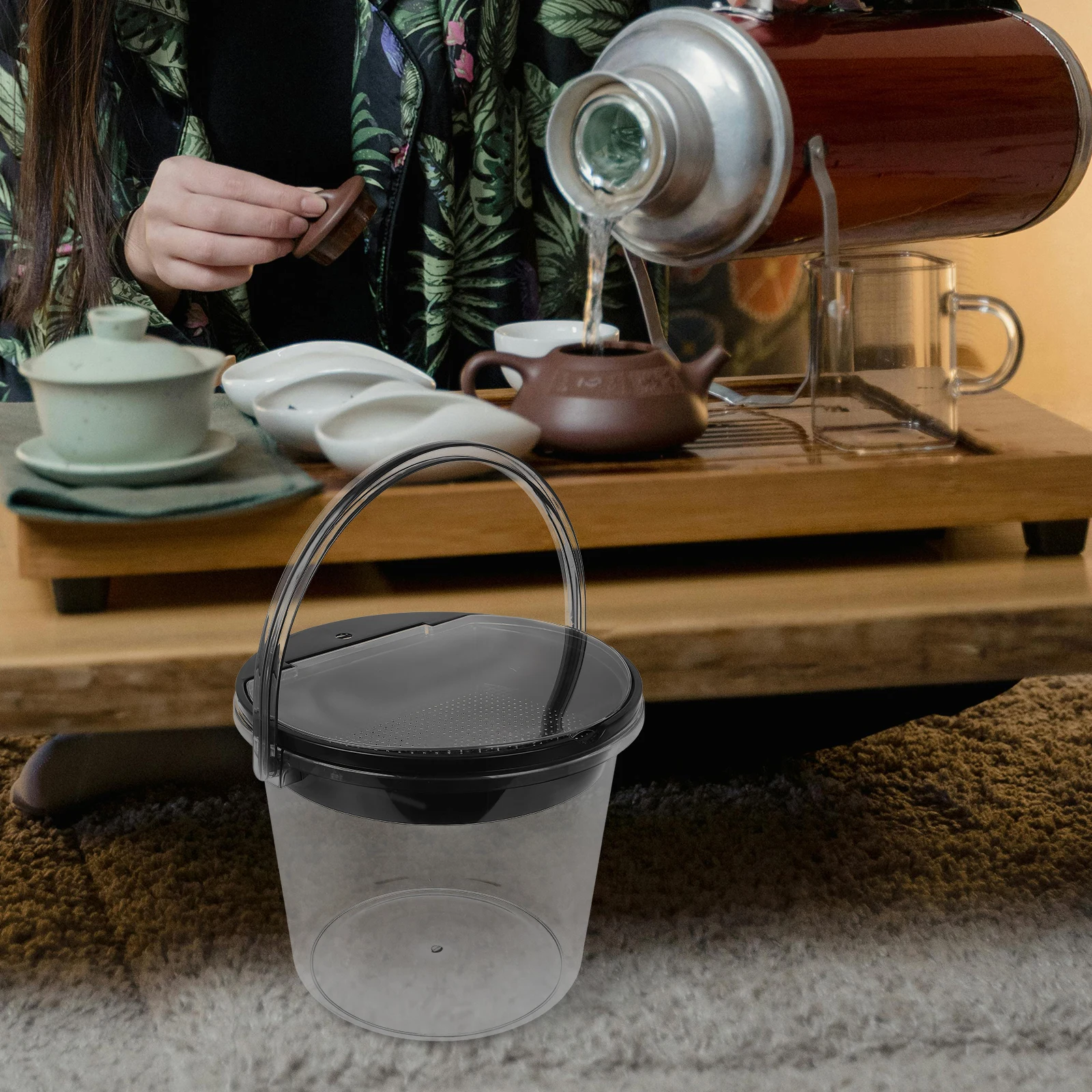 

Multifunctional Tea Dregs Drainage Bucket Portable Food Waste Holder Compost Bin For Kitchen Office Lightweight Pet Material