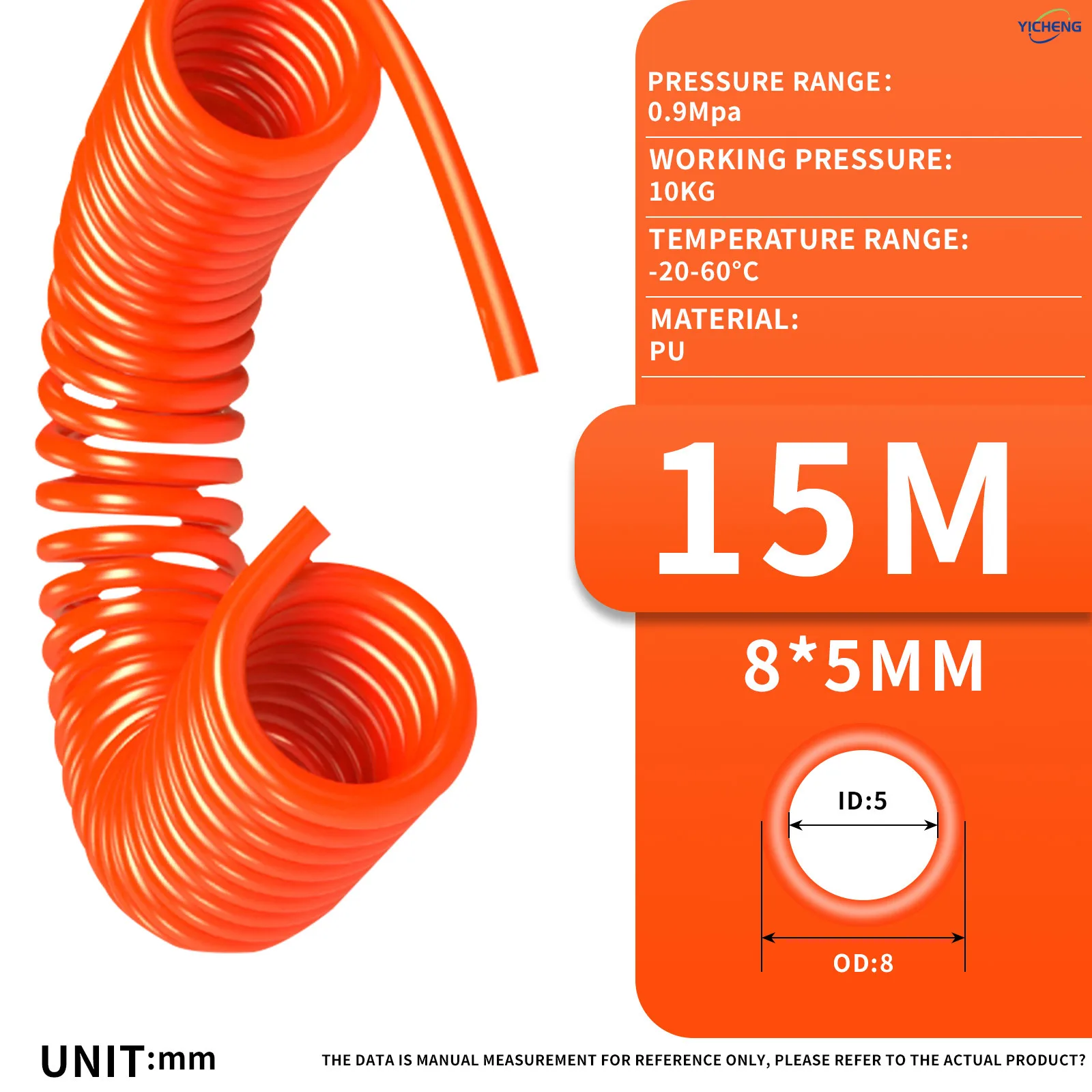 

PNEUMATIC Polyurethane Recoil Air Hose, Air Compressor Hose 15meters Long,Spring trachea