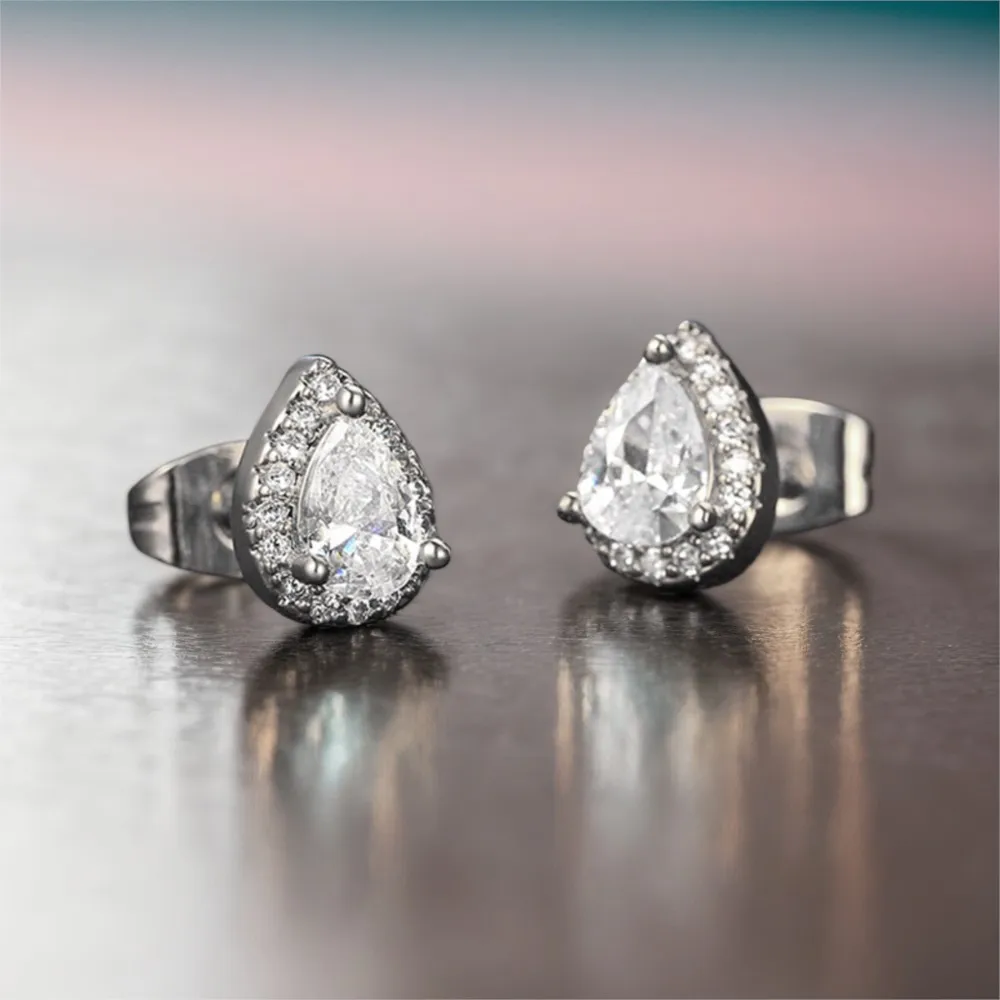 Винтажные серьги-гвоздики в форме слезы, необычные серьги для пирсинга для женщин, нежные блестящие серьги-гвоздики с цирконием, ювелирные изделия для ушей, аксессуары, подарки E278