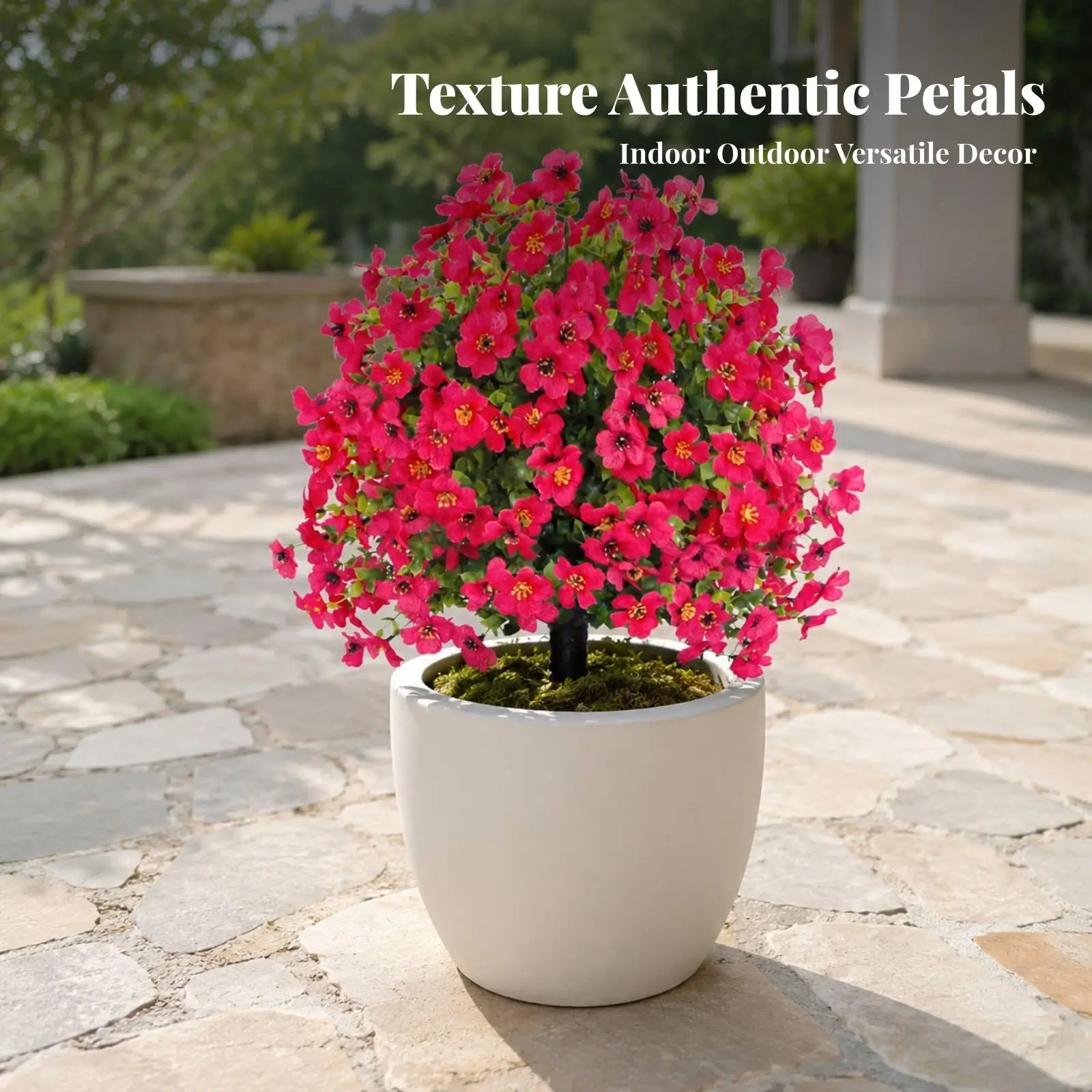 Lifelike Faux Eucalyptus Stem with Decorative Flowers for Garden Path and Entryway Styling