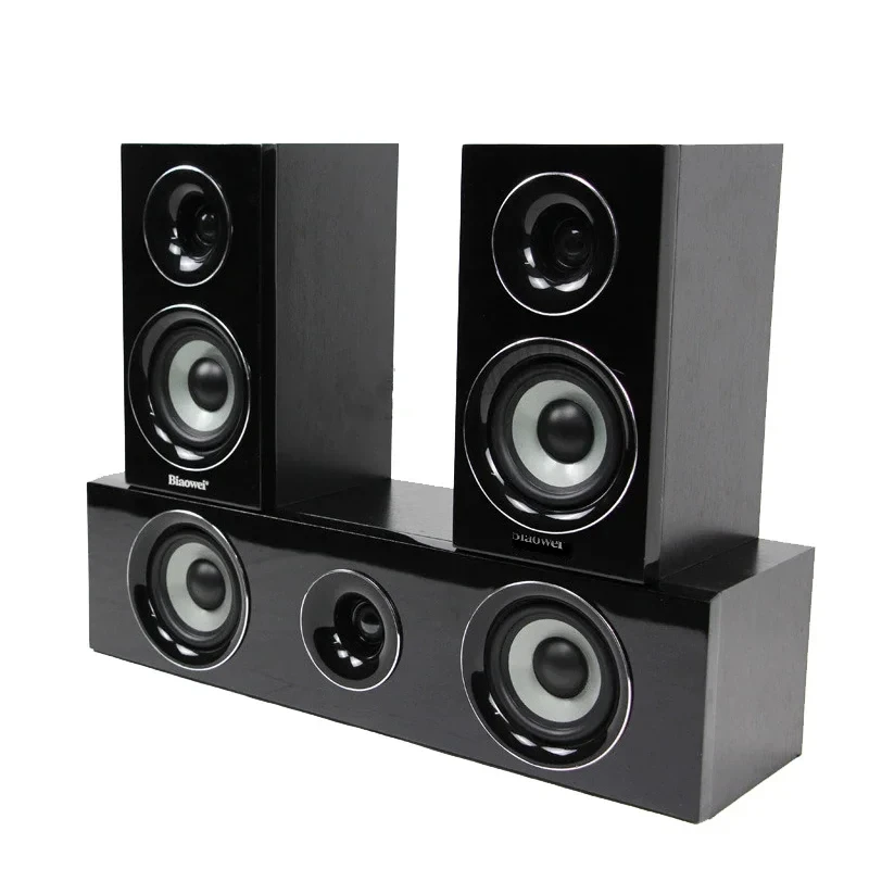 

3D Stereo 4 Inch Wooden Rear Center Surround Speaker Home Theater Antimagnetic Passive Audio Combination Audio High Fidelity