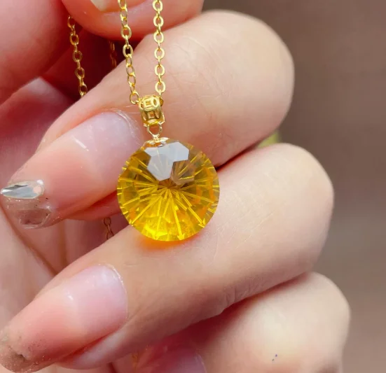 

Подвески из 18-каратного золота, желтый кулон с цирконом 12 мм для женщин, ювелирные изделия au750