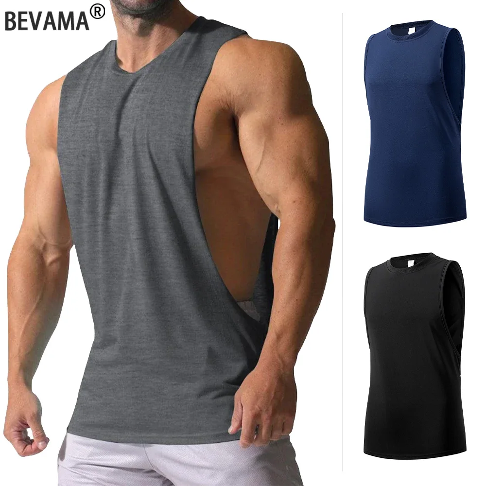 

Men's Running Tank Top Summer Sport Gym Quick Dry Vest Round Neck Bodybuilding Training Sleeveless Shirt Loose Breathable Shirt
