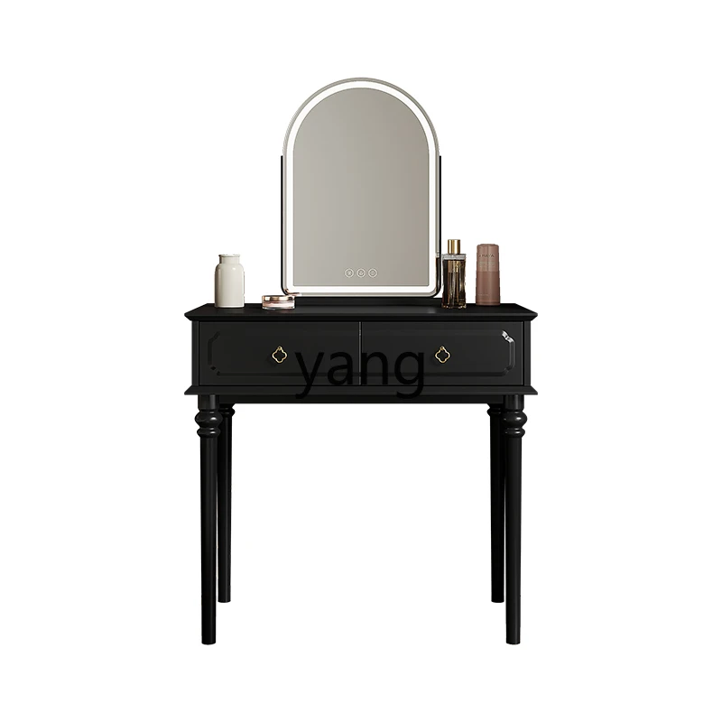 

LH retro solid wood dresser storage integrated bedroom master bedroom small apartment makeup table