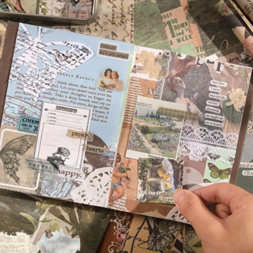 125Pcs/Set A6 Scrapbooking Set Retro Vintage DIY Diary Album Art Guide Mushroom Chronology Back To School Stationery