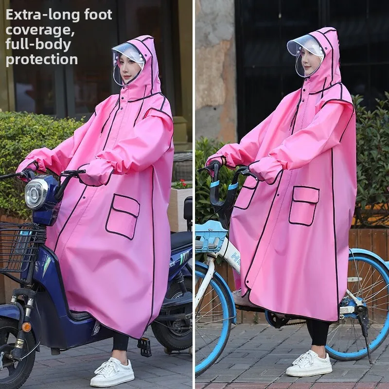 

EVA Long Raincoat: Waterproof Zipper Rain Gear for Men & Women. Reusable Poncho with Pants, Portable Outdoor Travel Rain Jacket