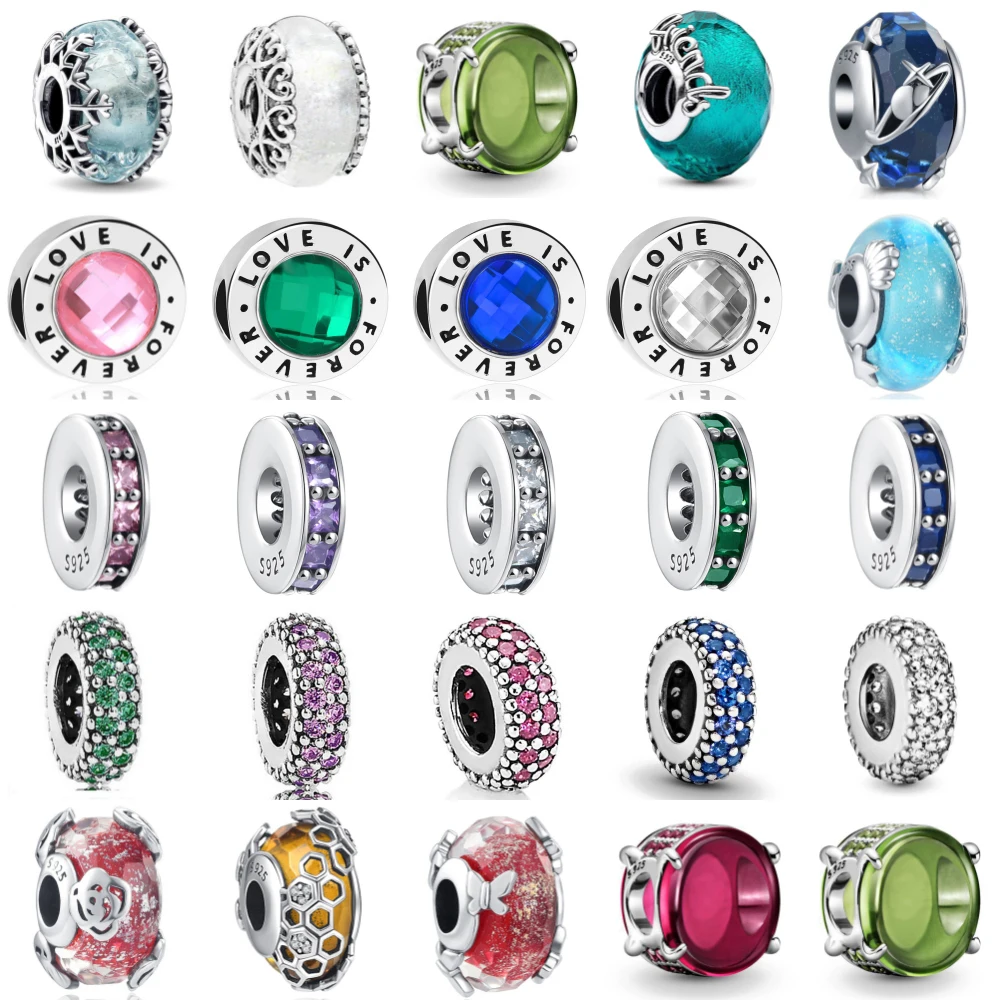 

Новая цепочка из стерлингового серебра 925 пробы с цветными бусинами, подвеска ley 925, подходит для оригинальных подвесок, браслетов, женские украшения «сделай сам»