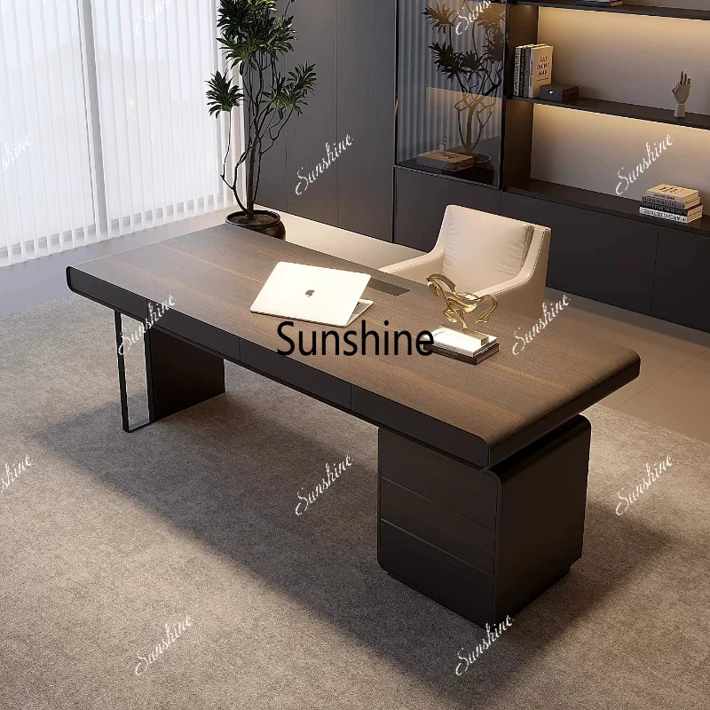 Italian minimalist desk household rectangular light luxury to the living room integrated solid wood