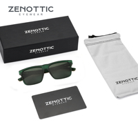 ZENOTTIC Classic Polarized Sunglasses Walnut Wood Leg Unisex Handmade Acetate Black Sun Glasses Male Trend Square Shade